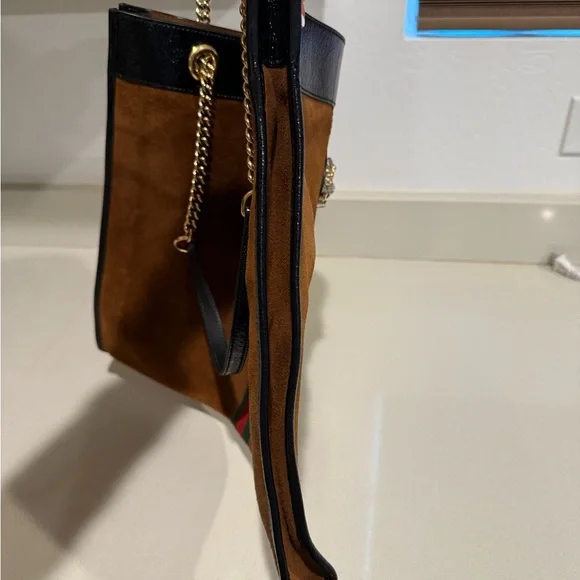 Gucci rajah brown suede tote large - Picture 10 of 14